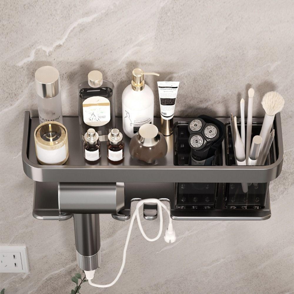 Органайзер для хранения косметики без сверления, настенная полка для душа, держатель для фена для спальни