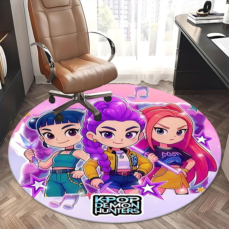 KPOP DEMON HUNTERS,Anime Characters Chair mat Round Rug Office carpet, Non slip, Suitable for Living Rooms, Bedrooms,Decor1205746a