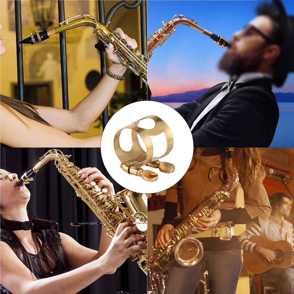 Alto Sax Ligature Brass Ligature Fastener Adjustable Double Screw Alto Sax Mouthpiece Ligature Clip Accessories