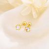 Korean Fashion Pink Zirconic Bear Screw Earrings For Women Girls Cute Animal Cartilage Helix Tragus Ear Piercing Jewelry Gift