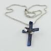 Men Stainless Steel Prayer Cross Ring Pendant Ball Chain Punk Necklace Jewelry