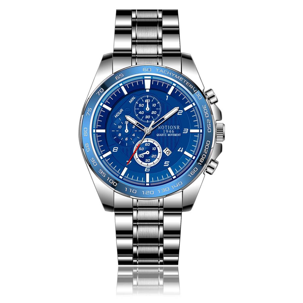 Fashion Business Men's Watch Men's Quartz Watch Stainless Steel Watch Large Dial Watch Casual Men's Watch Sports Watch Calendar Watch