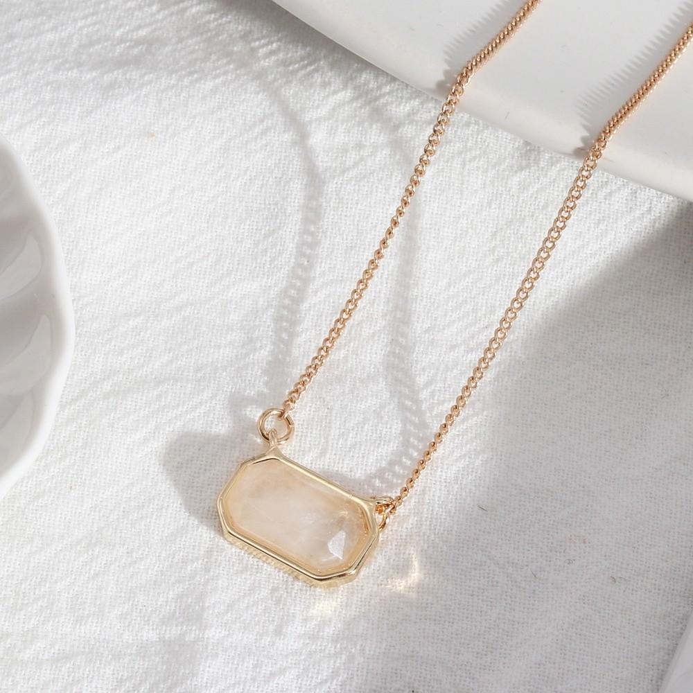 Natural Stone Semi Stone Choker Handmade Square Pendant Fashion Raw Gemstone Necklace Yoga
