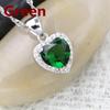Heart Pendant Necklace Green Cubic Zirconia 925 Silver Jewelry for Women