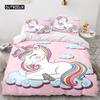 Unicorn Duvet Cover King Queen Cute White Cartoon Animal Bedding Set Children Boys Girl Western Fairy Tale Polyester Quilt Cover