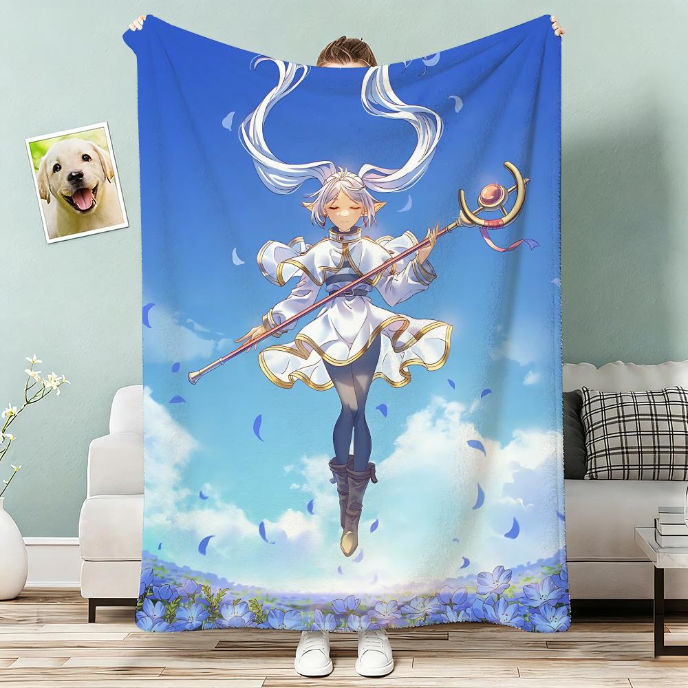 Anime FriERen Throw Lightweight 240g Flannel Blanket Soft Skin-friendly for Summer Cooling
