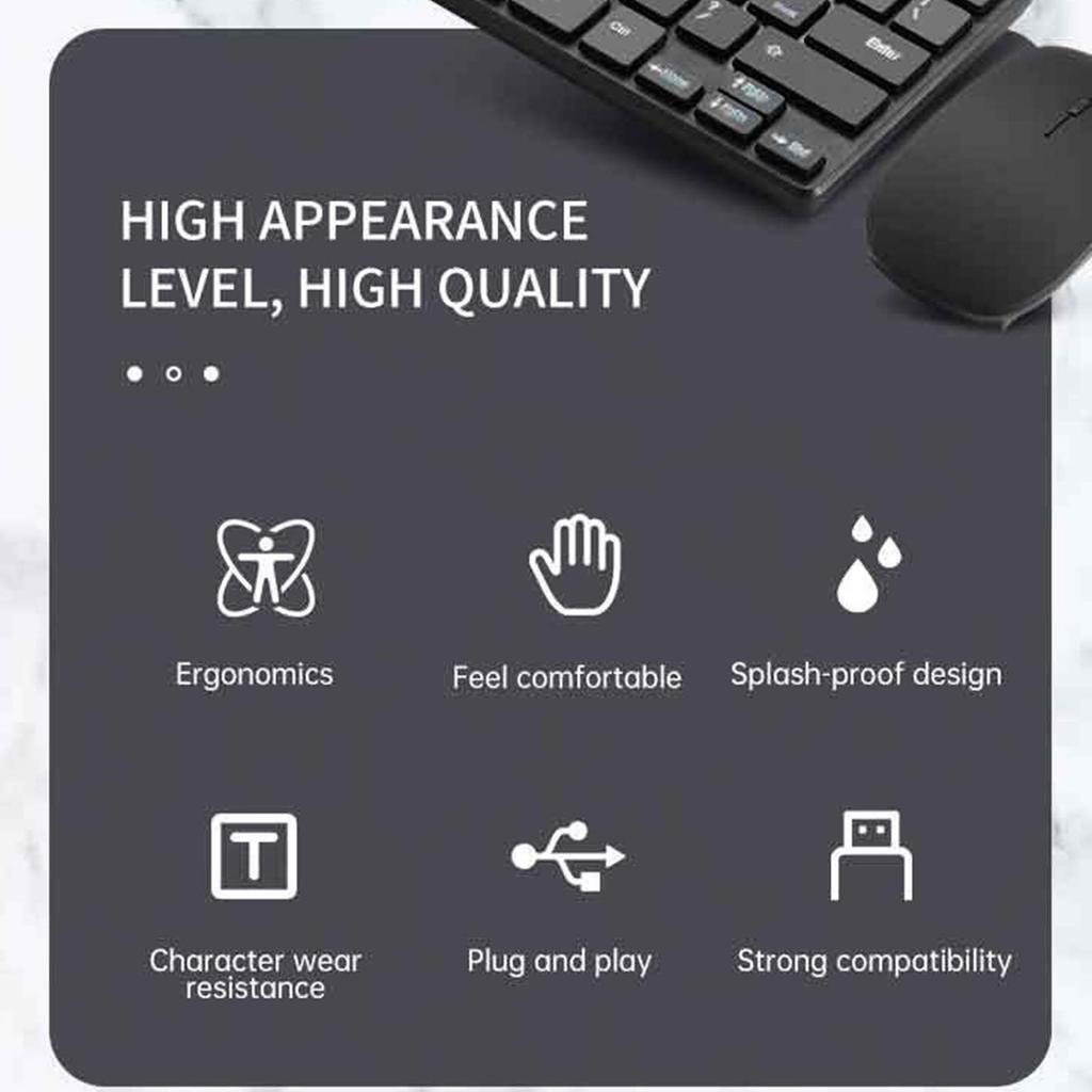 Беспроводной набор клавиатуры и мыши с USB-приемником 2.4G, эргономичный дизайн, компактный и портативный, 64 клавиши, эффективное расстояние 10 м