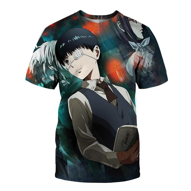 Мужская футболка Tokyo Ghost свободного кроя с цифровой 3D-печатью, с круглым вырезом и короткими рукавами