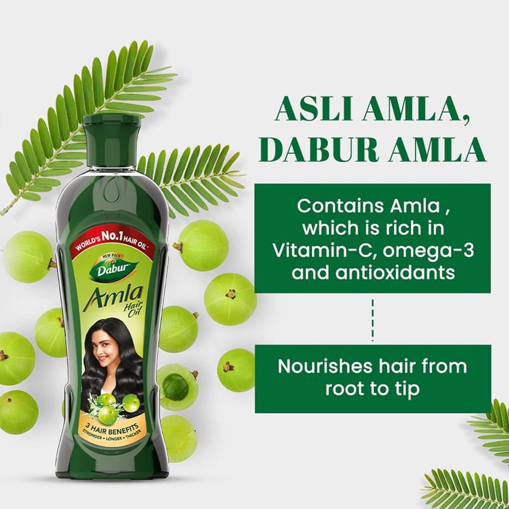 Dabur Масло для волос Амла 275 мл | Питательное травяное масло для сильных густых волос, уход за кожей головы, поддержка роста и естественный блеск