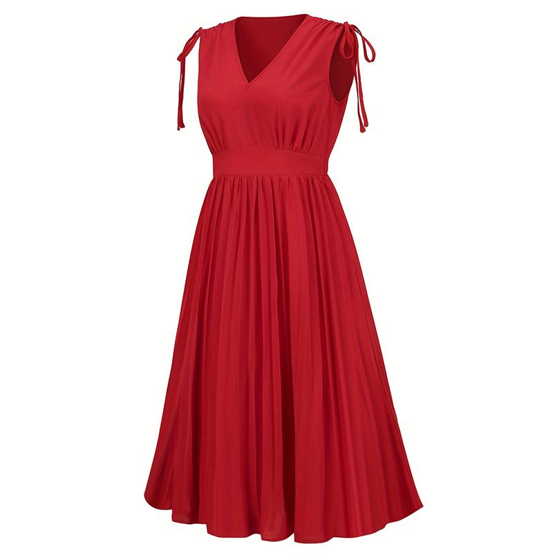 Женское летнее бандажное платье без рукавов с V-образным вырезом, однотонное шифоновое цельное платье