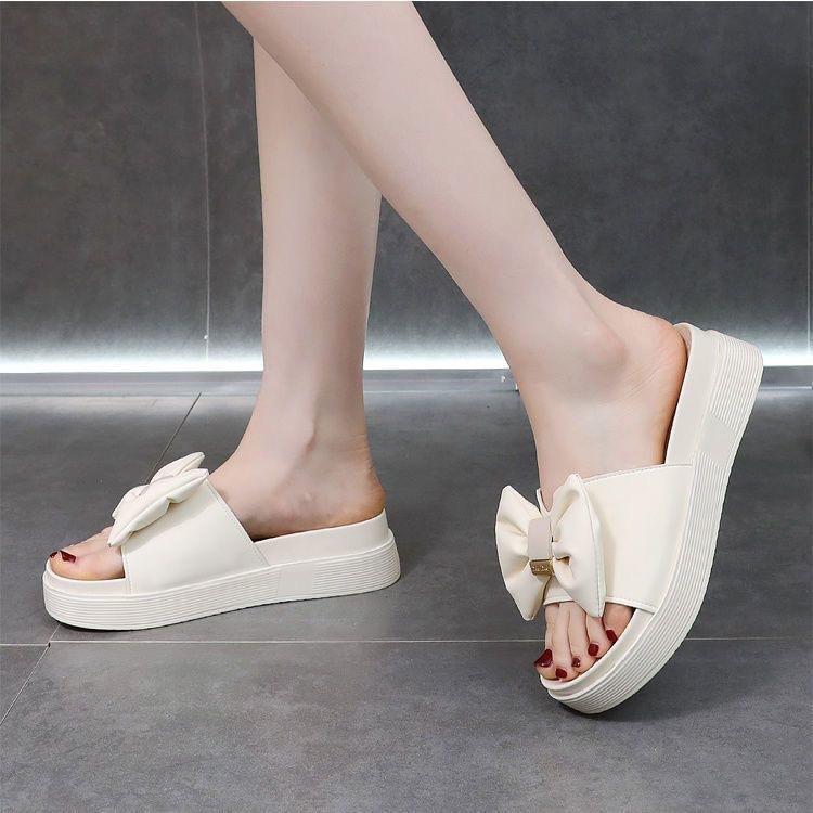 Wasteland wind cool тапочки женская летняя одежда 2024 новая толстая подошва с юбкой фея ветряной бант пляжные тапочки