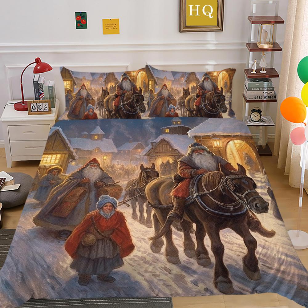 Christmas New Style Printed Full Size Bed Clothes Microfiber Highend Duvet Cover Children Bedroom Decor