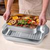 Stainless Steel Roasting Pan with Lid And Handle Heavy Duty Turkey Baking Broiler Tray High Sided Induction Roast Tray for Chicken Vegetable Lasagna