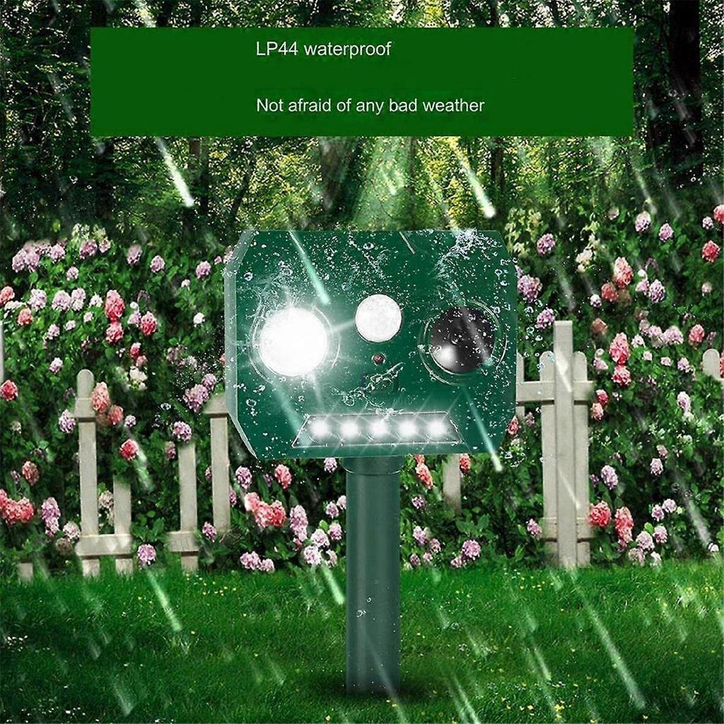 Solar Ultrasonic Animal Repellent Outdoor,Deer Repellent Device with Flashing Light for Yard, Waterproof 3Pcs