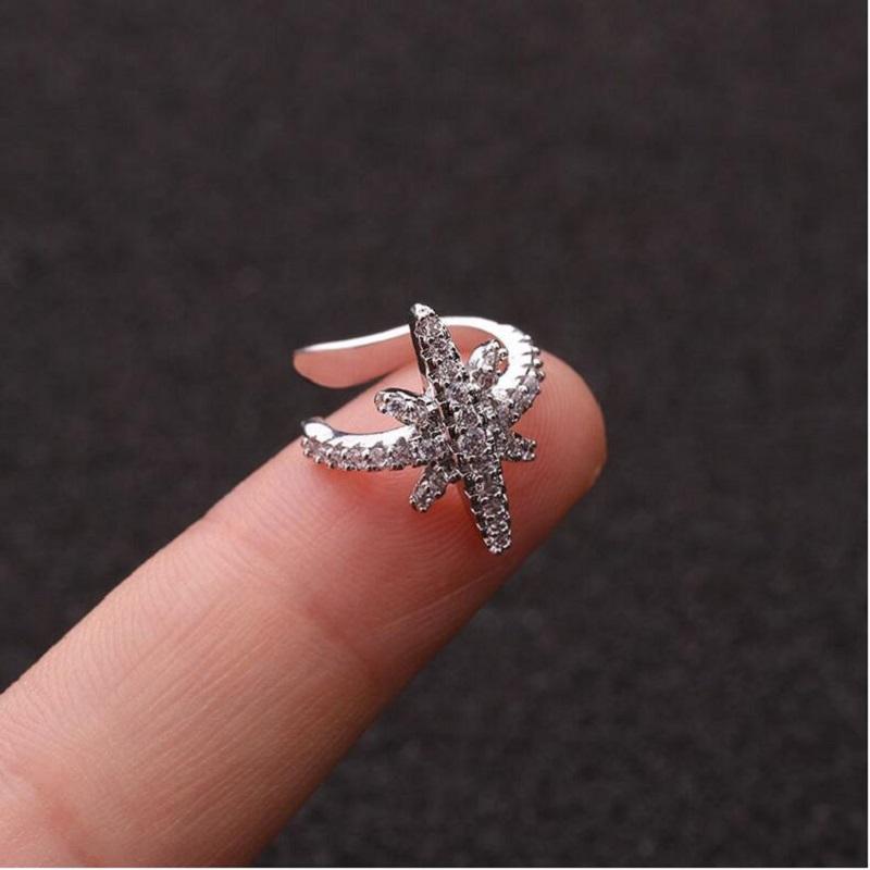 1 шт без пирсинга, блестящая нержавеющая сталь, хрящ, манжеты для ушей, кристалл, кубический циркон, зажим для ушей, ювелирные изделия