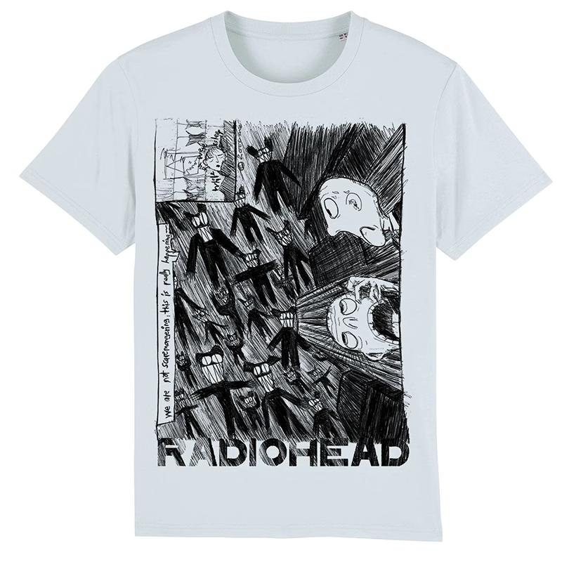 2025 Radiohead, американская ретро-классика. Футболка оверсайз с коротким рукавом от рок-панк-группы.