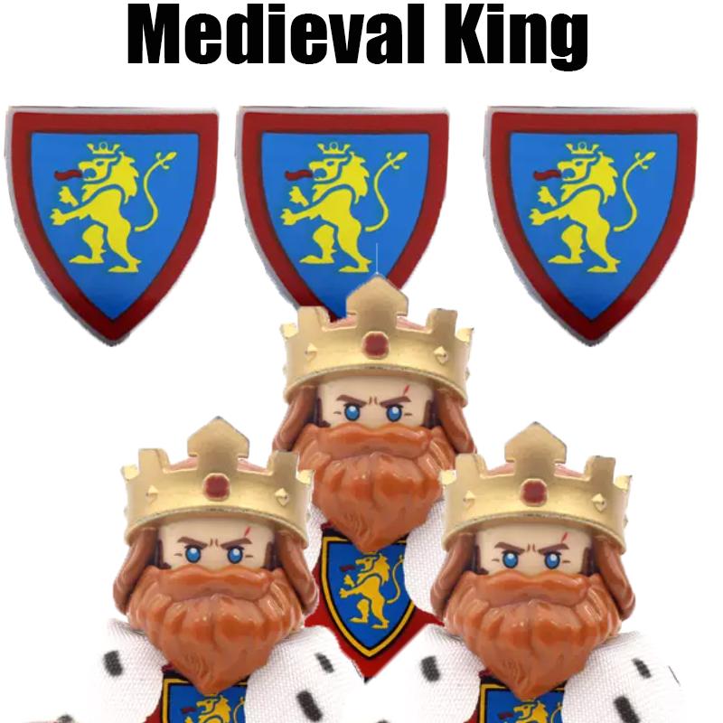 MOC Средневековый Король Строительные Блоки Армия Замок Ворон Красный Лев Черный Орел Рыцарь Фигурки Солдат Мечи Щит Оружие Кирпичики Игрушки