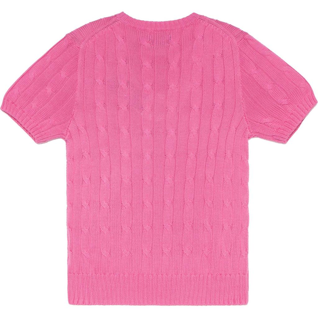 Polo Ralph Lauren SS23 Однотонный повседневный трикотажный топ с круглым вырезом и короткими рукавами для женщин, розовый WMPOSWENC020682-650