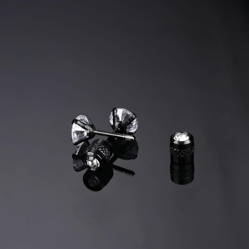 Jstyle [набор из 5 пар] Серьги женские и мужские Популярность двухсторонние серьги-гвоздики из однозерновой циркониевой спирали винтового типа комплект из нержавеющей стали с цирконием 20 г