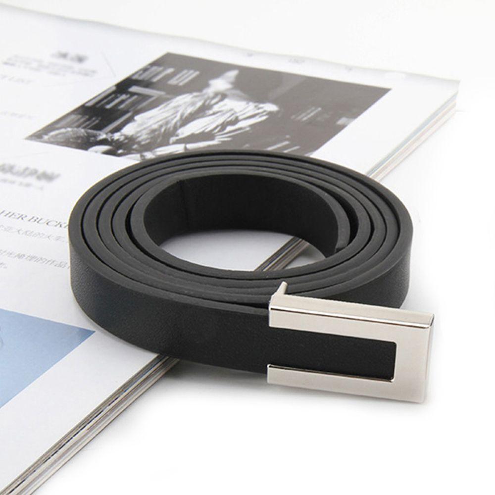 Adjustable Female Korean Vintage Trouser Dress Decoration Leather Belt Thin Waistband Metal Buckle