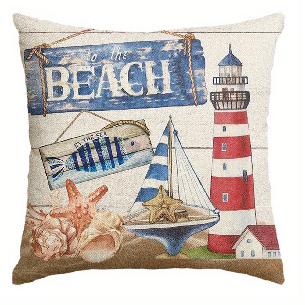Nautical Elements Pattern Home Decor Pillow Cover Living Room Sofa Polyester Cushion Cover With Zipper