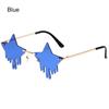 Halloween Cosplay Glasses Pentagram Droplet Shape Sun Glasses Pentagram Glasses Rimless Sunglasses