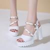 Womens Fashion High Heels Sandals Women Slingback Platform Shoes Woman Roman Sandal Female Pumps White Summer 2024 New Sandalias