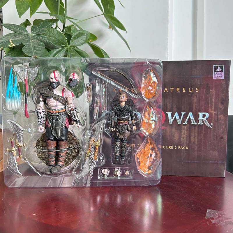 NECA Фигурка Бога Войны Кратос Атрей Призрак Спарты с Топором Мечом Щитом Лука и Стрелами Коллекционная Модель Игрушки Подарок