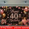 2D Flat Banner, 40th Birthday Backdrop, Balloons, Gift Boxes, Cakes, Polyester