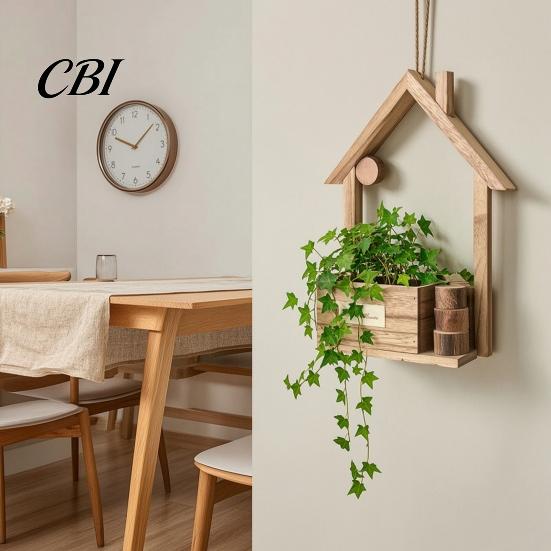 Wooden Wall Vase Planter, Creative Hanging Flower Pot Basket for Indoor Plants Mounted Faux Flowers, Rustic Decor Living Room Balcony Decoration Boho