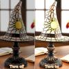 Gothic Halloween Night Light Witch Hat Lamp Handcrafted Resin Decor Mysterious Gothic Charm Ambient Glow