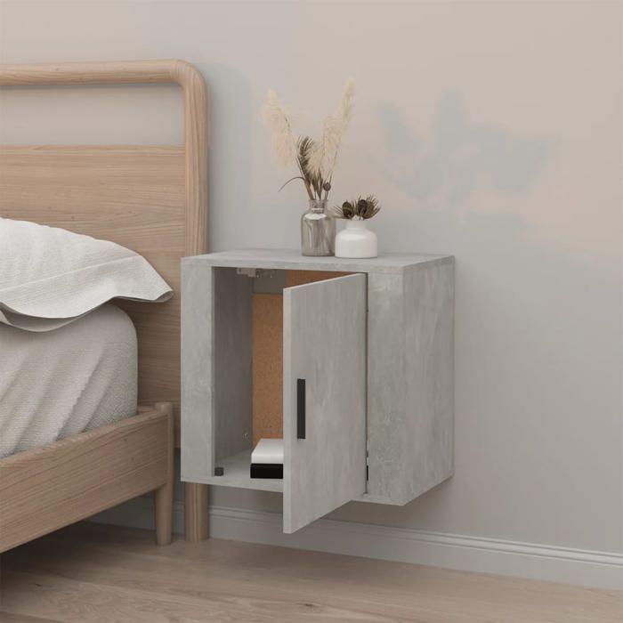 Table de chevet murale - Maison Exclusive - Gris béton - 50x30x47 cm - Bois d'ingénierie