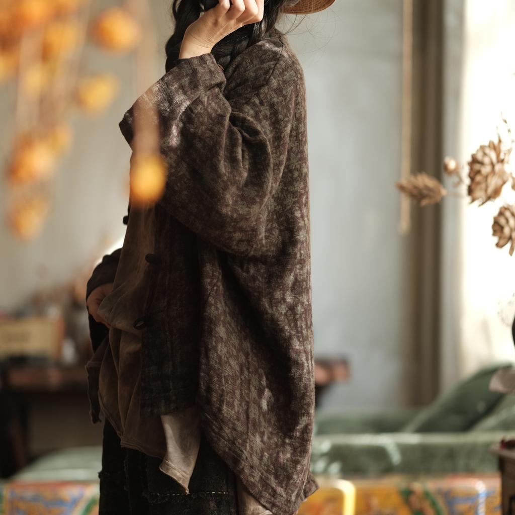 Johnature Женские винтажные зимние рубашки топы с толстым круглым вырезом с длинным рукавом на пуговицах в китайском стиле женские блузки