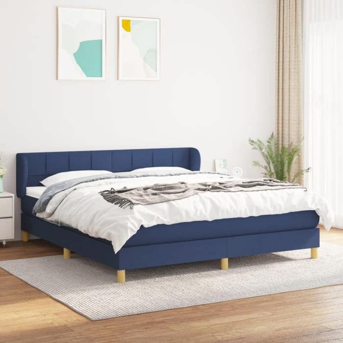 3126827 vidaXL Divan Bed with Mattress Blue 180x200 Cm Fabric