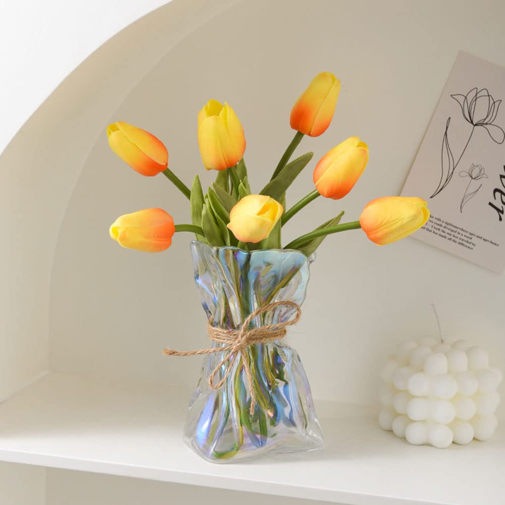 Цветок случайная форма один цветок свежий сушеный интерьер высота корейский цветок стеклянная ваза Ваза, стильный, основание, дизайн, Аврора, стекло, милый, маленький, ваза,