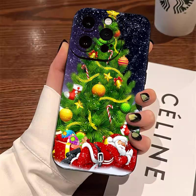 Чехол для телефона Санта-Клаус Олень Рождественская елка для Samsung S25 S24 Ultra S23 Ultra S22 S21 S20 Plus Note 20 S24 23FE Ударопрочный чехол