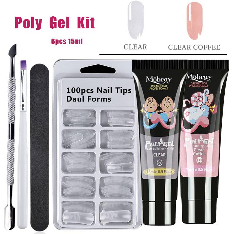 15 г акриловый полигель для ногтей, набор замачиваемых УФ-светодиодов, УФ-ногти, настоящее качество, быстросохнущий прозрачный цвет, строительный гель для ногтей, долговечный кристалл