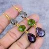 Amethyst, Peridot Gemstone 925 Sterling Silver Jewelry Earring 2.99" M-2646