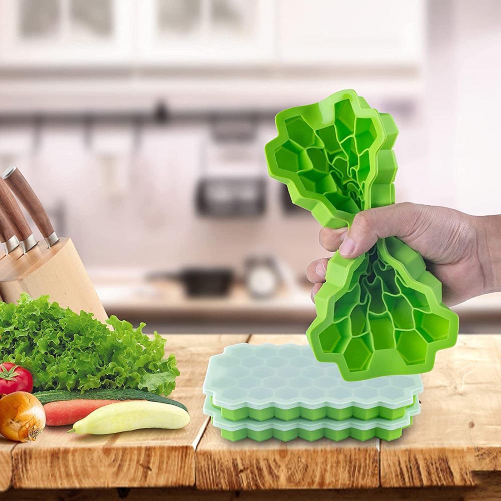 37-местные сотовые лотки для кубиков льда, многоразовые силиконовые формы для кубиков льда, льдогенератор без BPA со съемными крышками