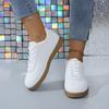 Fashion Autumn New Round-toe Flat-soled Casual Sports Shoes Fashionable Popular Lace-up Running Shoes Non-slip Women's Vulcanized Shoes
