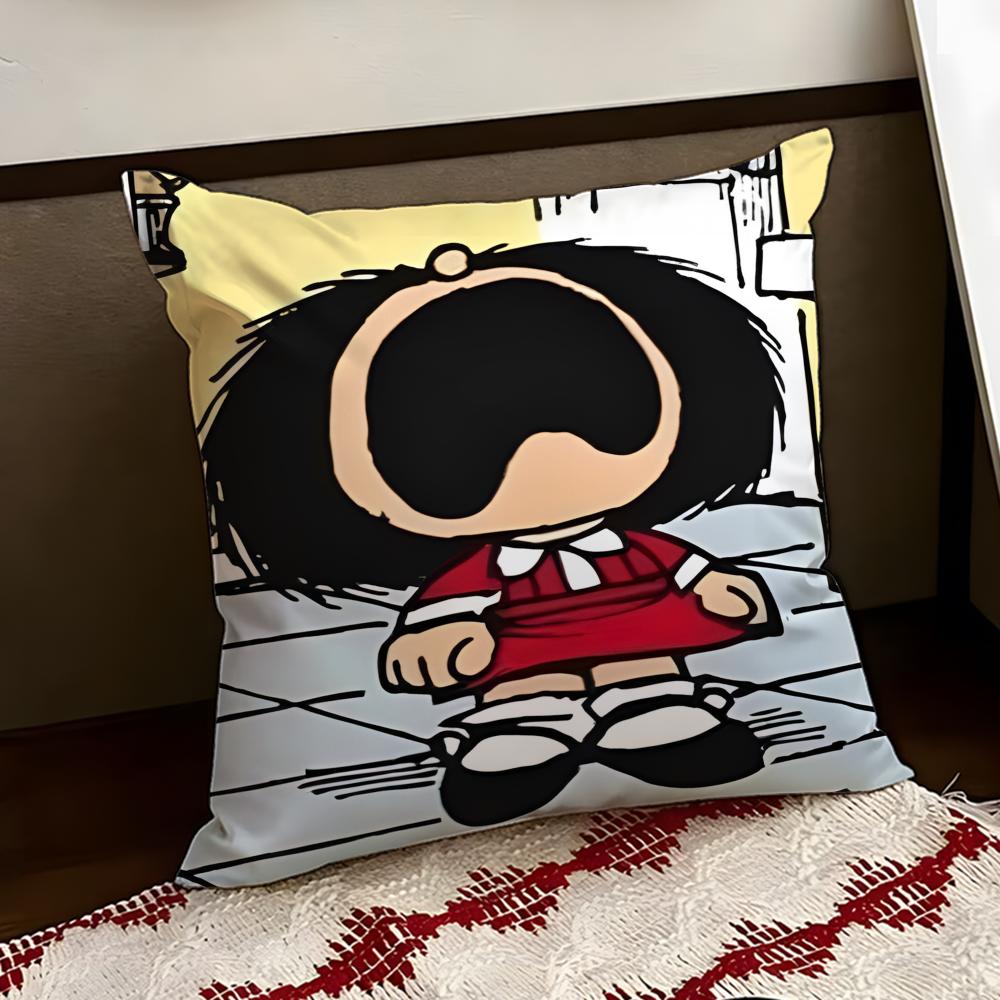 Cartoon MMafalda Cushion Cover Reversible Soft Durable Pillow Cover Home Car MultiScene Use for Daily Comfort