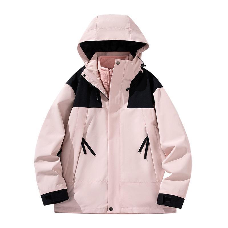 Men Women Waterproof 3-in-1 Hooded Outdoor Jacket With 320g Fleece Liner Hiking Camping Skiing Winter
