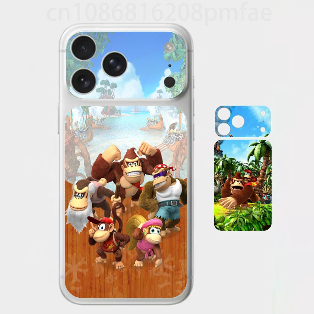 Игровой D-Donkey Kong Обезьяна Премиум Обертка-Скин для iPhone 17 Pro/Max, Задняя Рамка Защитная Наклейка на Камеру (Не чехол)