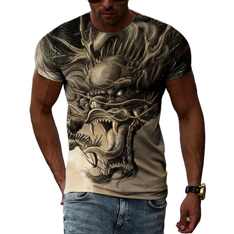 Summer Fashion Chinese Dragon Men T-shirts 3D Trend Casual Personality Cool Style Printing Tees Hip Hop O-neck Short Sleeve Tops
