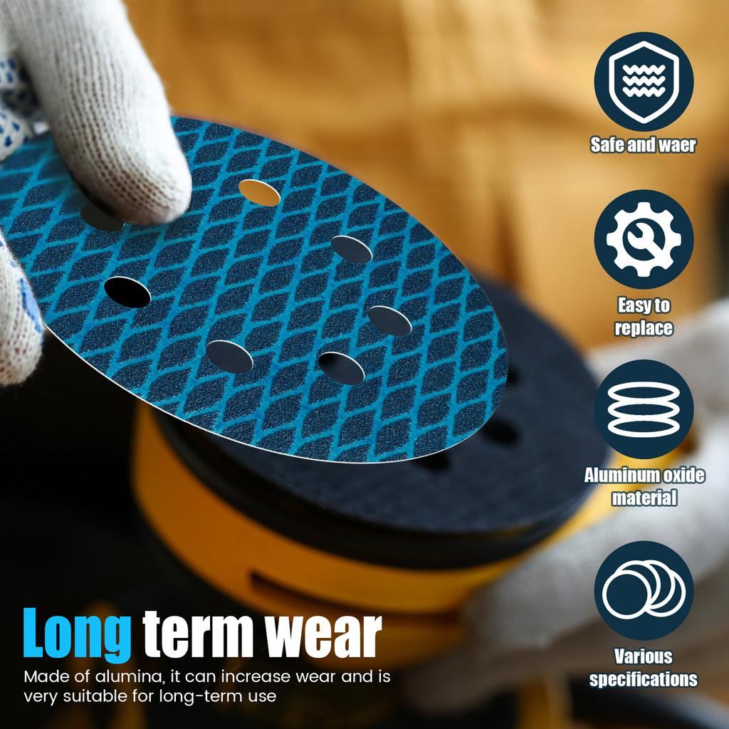 Набор шлифовальных дисков 100 шт. 5" 125 мм 8 отверстий на липучке Шлифовальные листы 60-320 зернистости Шлифовальный диск с защитой от забивания для дерева, металла, стекла