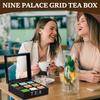 Деревянный ящик для хранения чайных пакетиков с прозрачной крышкой, 9 отделений, квадратный контейнер, настольный органайзер для украшений, чайная коробка, футляр