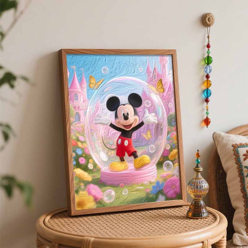 Disney Mickey Mouse bubble castle floral oil painting digital painting art kit handmade diy gifts home decorations