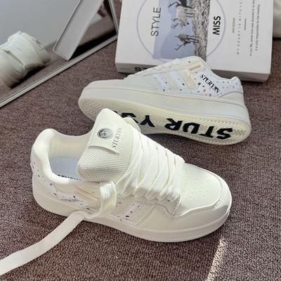 Универсальная платформа повседневная спортивная обувь весна новая нишевая оригинальная бежевая с принтом обувь-хлеб