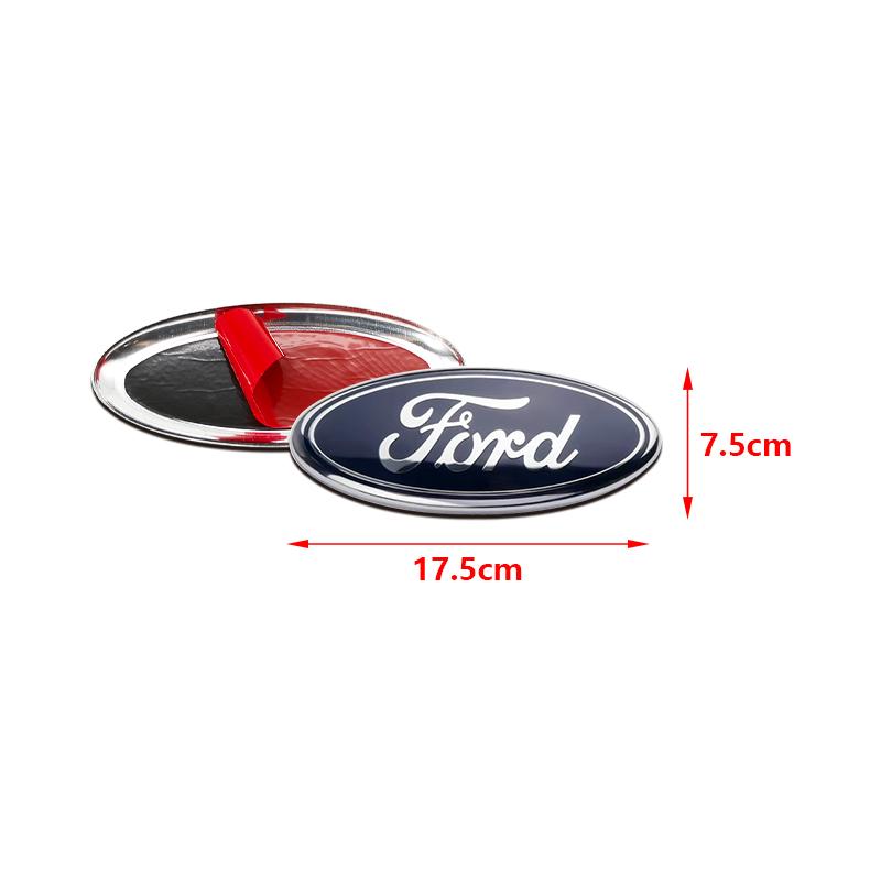 HFVS5 Ford Metal All Sizes Logo For Focus Edge Mondeo Ecosport Fusion Fiesta Rear Trunk Emblem Metal Cover Sticker Badge Classic Blue