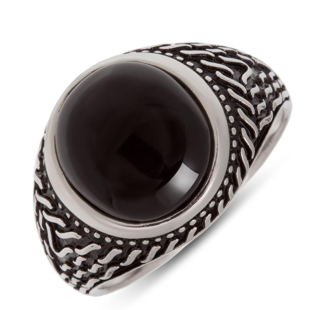 Men's Silver Ring 'Thorgal' Silver Onyx (rhodium) - 15x13mm